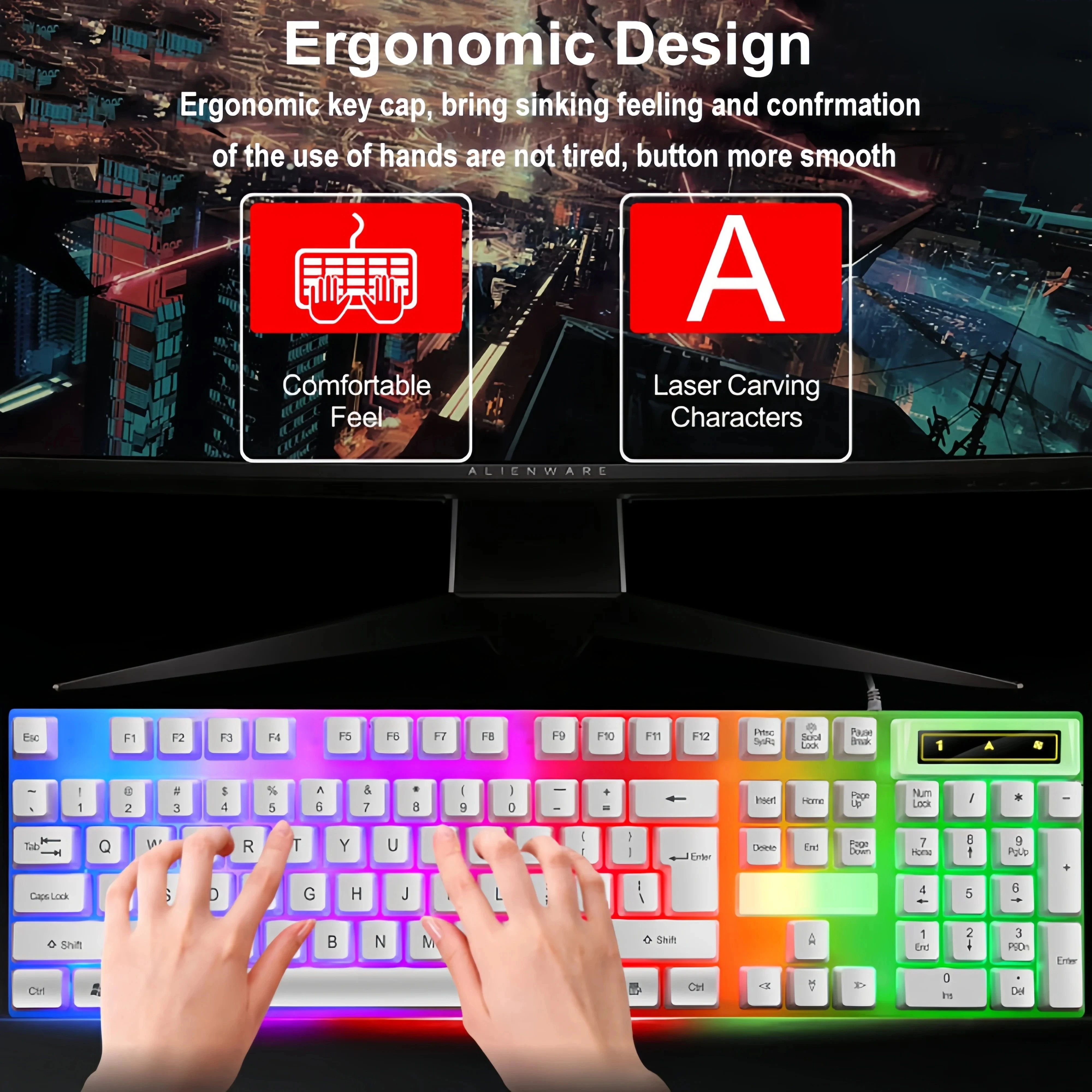 Verdrahtete Tastatur Und Maus Set USB Leuchtende Mechanische Tastatur – Bild 2