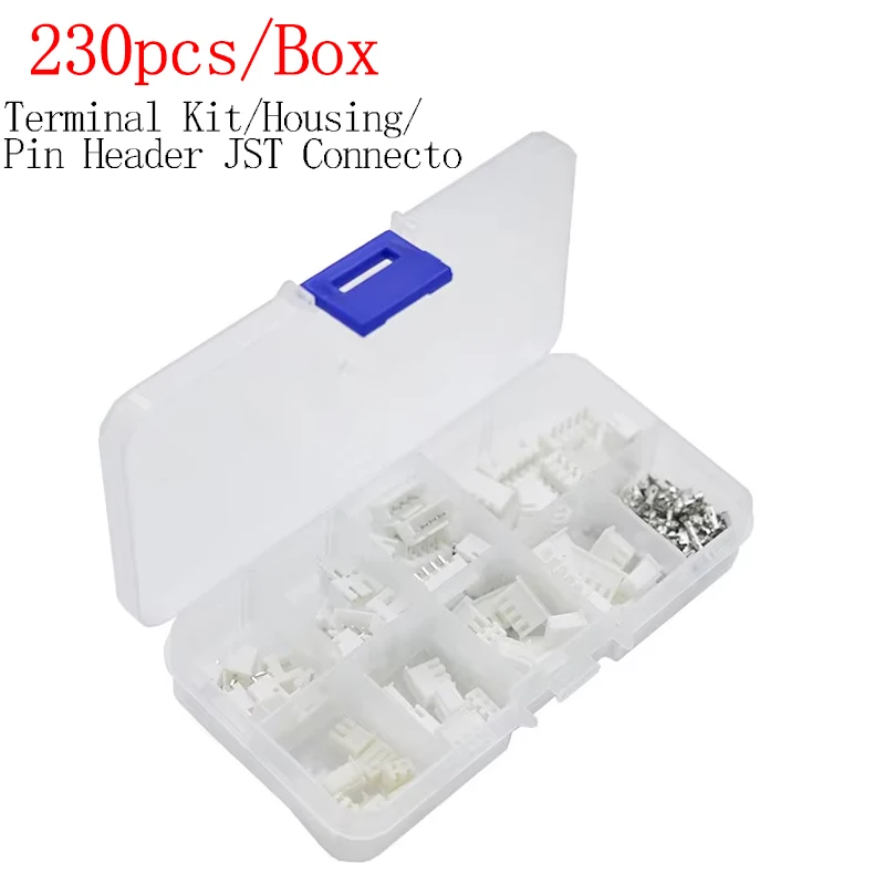 Schachtel XH2.54 2p 3p 4p 5p pin 2,54mm Pitch Terminal Kit Gehäuse Pin Header JST Stecker Draht (230 Stück)