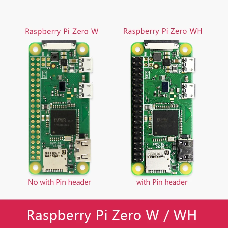 Raspberry Pi Zero W WH Board 1GHz Einzelkern-CPU 512MB RAM Bluetooth BLE&WiFi Pi 0 WH mit Pin-Header