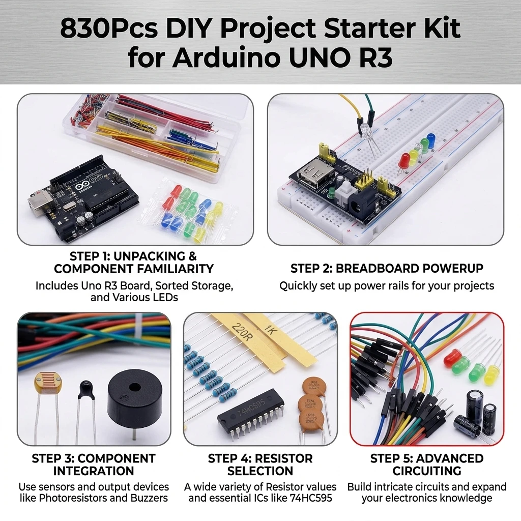 DIY-Projekt-Starter-Kit für Arduino UNO mit 830 (830 Stück) – Bild 5