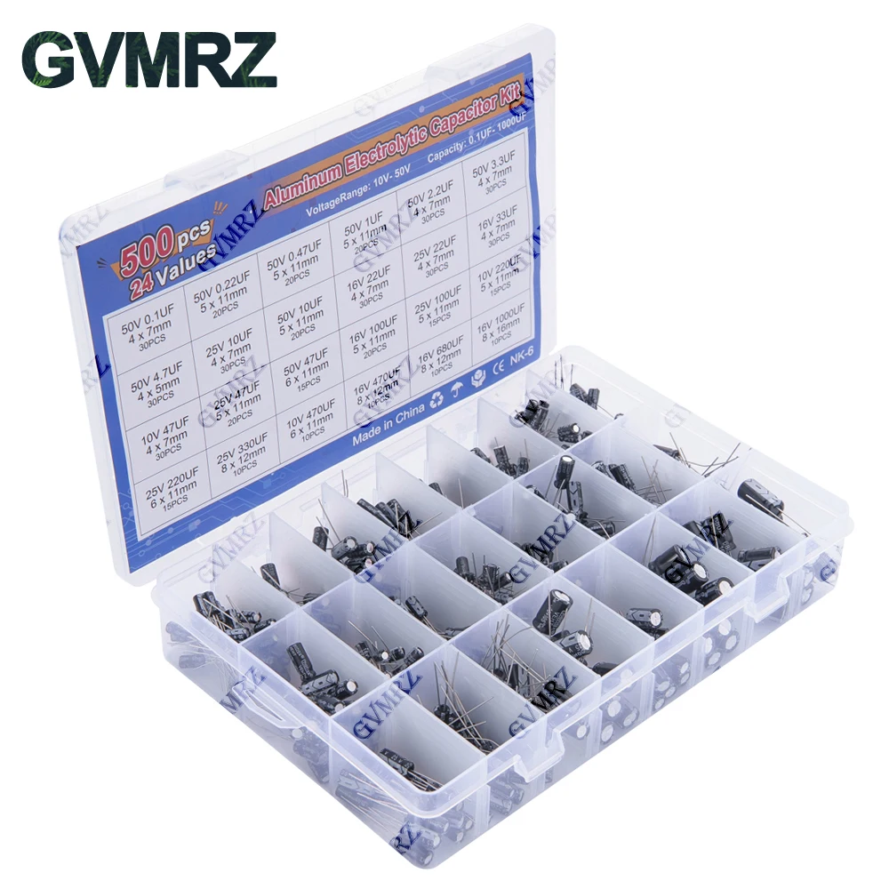 0,1 UF-1000 UF 24 Werte Aluminium-elektrolytkondensatoren (500 Stück) – Bild 4