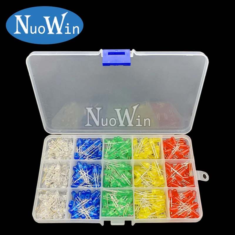 3 mm 5 mm LED-Dioden-Sortiment-Set, Weiß, Grün, Rot, Blau, Gelb – Bild 3