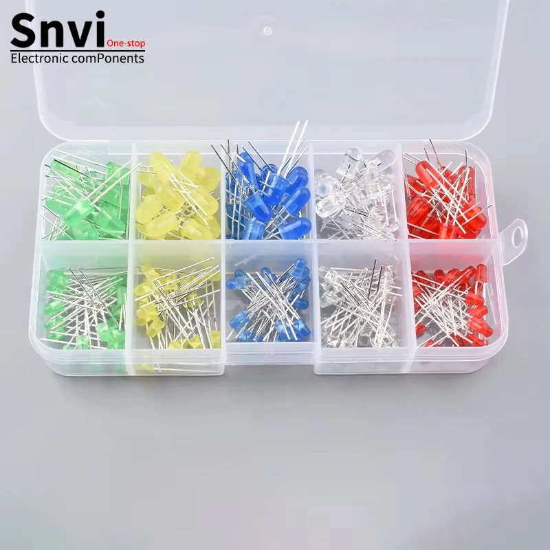 3MM 5MM Leuchtdioden Elektronik-Kit-Box F3 F5 LED-Dioden-Sortiment-Kit Weiß Grün Rot Blau Gelb Orange