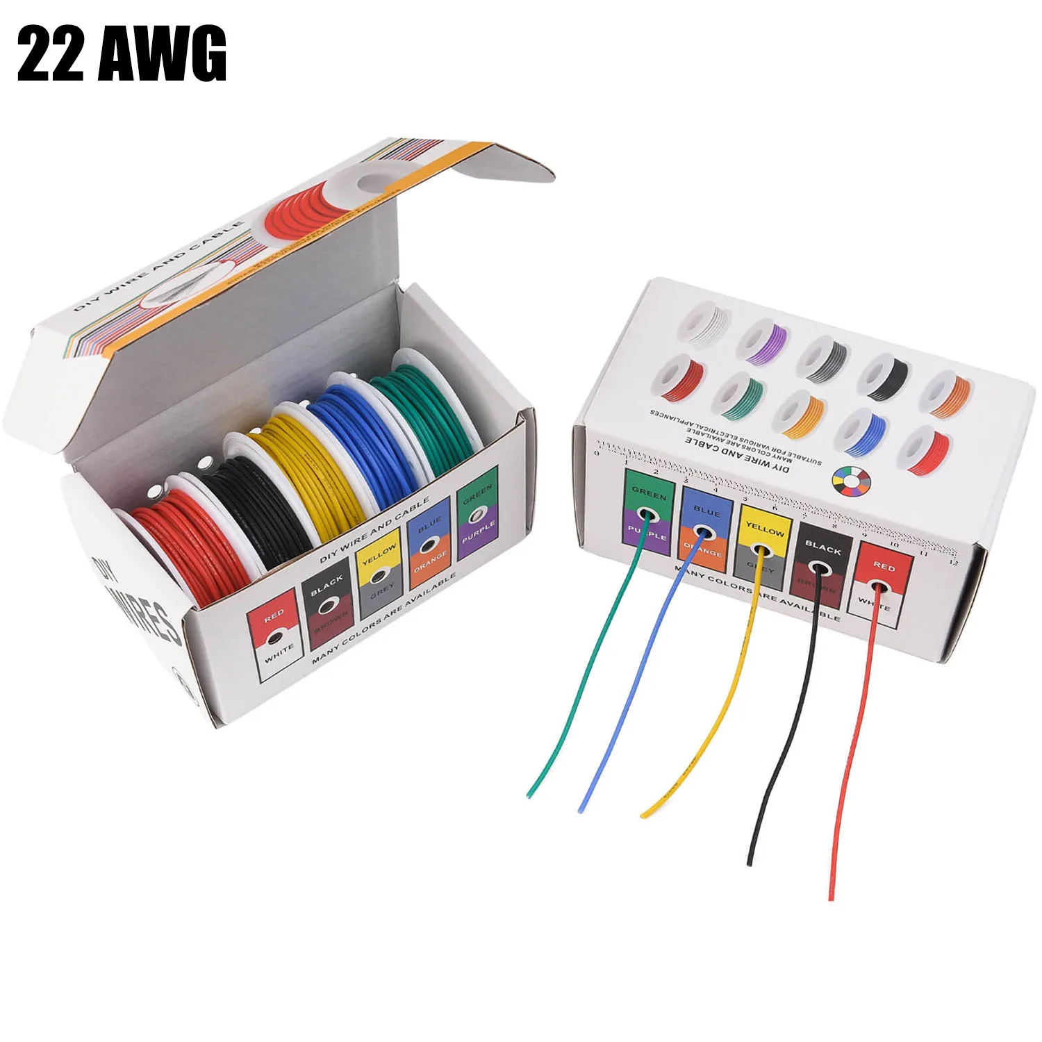 22awg elektrischer Draht flexible Silikon drähte 22 Gauge verse ilter verzinnter Kupferdraht 5 Farben je 16,4