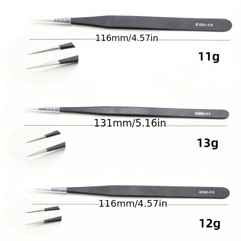Präzisions-ESD-Antistatik-Pinzetten-Set - 6-teiliges, langlebiges – Bild 5