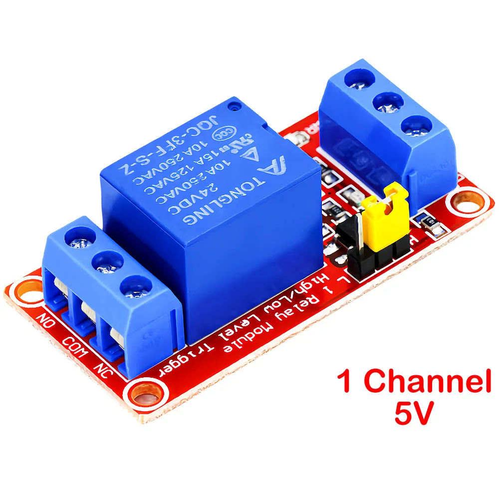 Relaismodul, 1 Kanal, 5 V, 12 V, 24 V, Platinenschutz mit Optokoppler-Isolation, unterstützt High
