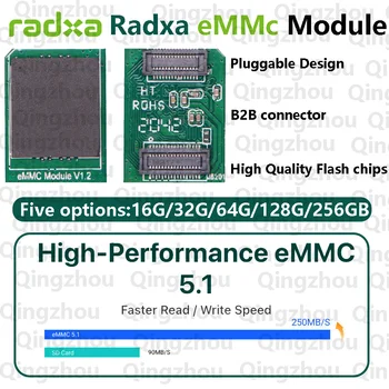 Radxa eMMC-Modul, bis zu 256 GB, kompatibel mit Radxa SBC, steckbare Speicherchips