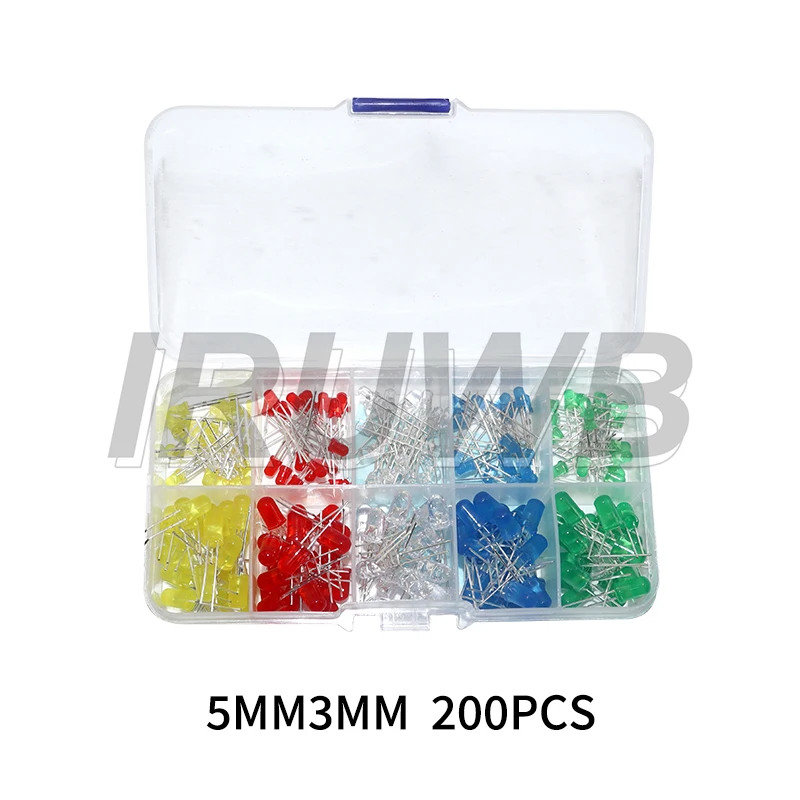 3MM 5MM F3 F5 LED-Dioden Verschiedene Sets Weiß Grün Rot Blau Gelb Leuchtdioden Elektronik-Kit Box