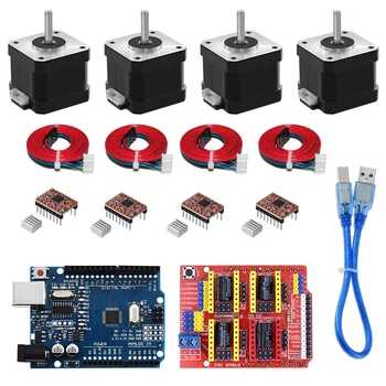 Nema17 Schrittmotor-KIT + CNC Shield V3 Graviermaschine + A4988-Treiber + 42 Schrittmotor Nema17 17Hs4401S