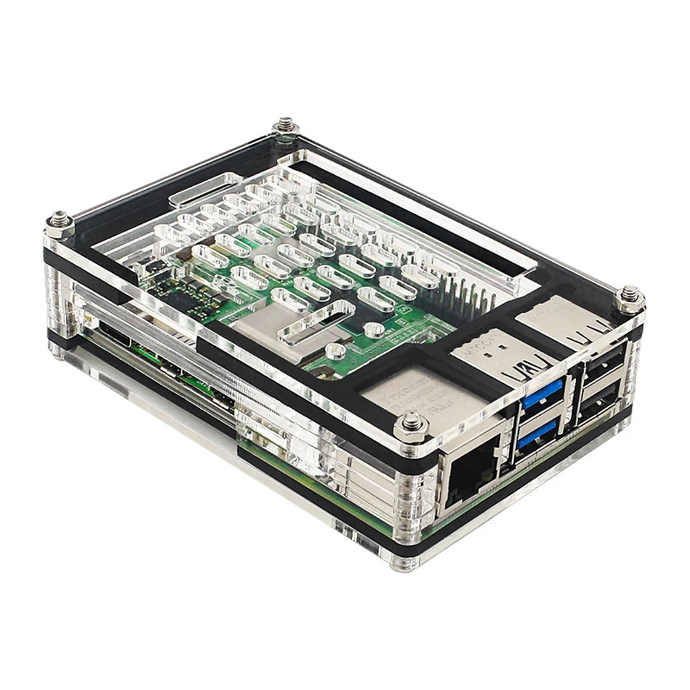 9-lagige Schutzhülle mit Active Cooler Acryl-Gehäuse-Schutzhülle für Raspberry Pi 5 4GB/8GB