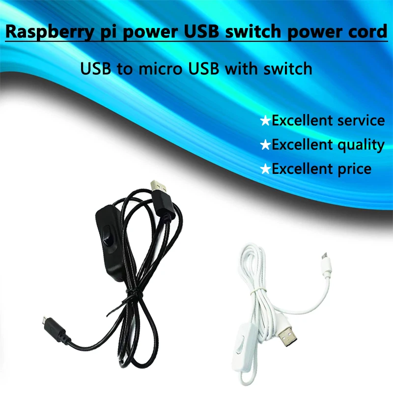 Raspberry Pi Netzteil USB-Schalter Stromkabel USB auf Micro-USB mit Schalter