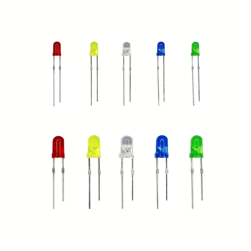3mm 5mm LED-Dioden Sortiment 150/200/300 Stück Weiß Rot Gelb Grün Blau – Bild 4