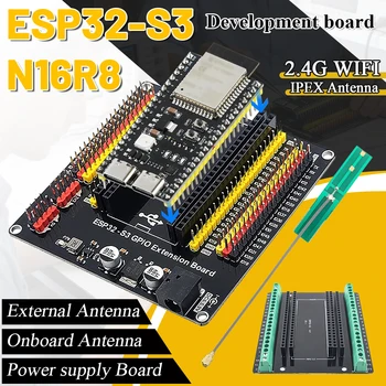ESP32-S3 Entwicklungsboard mit Erweiterungsadapter-Kit 2,4G WLAN BT Modul MCU ESP32-S3WROOM1 N16R8 44-Pin