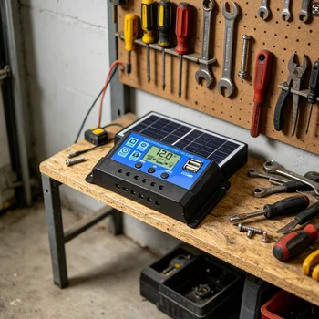 Solarladeregler, Photovoltaik-Panel-Regler, Lastentladegerät, Auto-LCD, Dual-USB, 5V-Ausgang, 12V, 24V, 30A