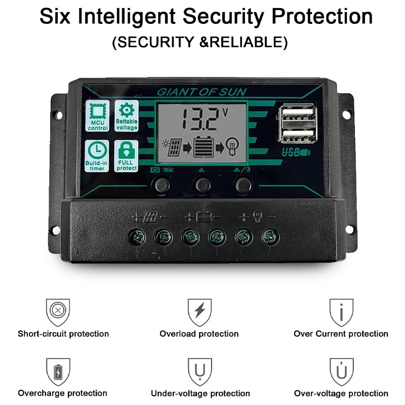 Solarladeregler 100 A PWM LCD-Display 12 V/24 V Dual USB 5 V – Bild 6