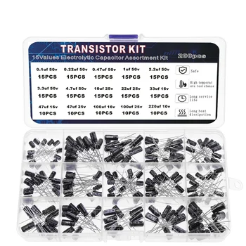 Elektrolytkondensator-Sortiment-Set - 15 Werte (10 V, 16 V, 25 V, 50 V), 0,1 uF-220 uF - inklusive (200 Stück)