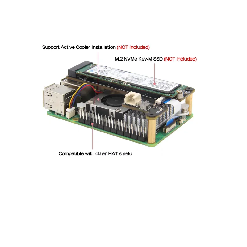Geekworm X1001 PCIe zu NVMe M.2 SSD Shield Board für Raspberry Pi 5 – Bild 3