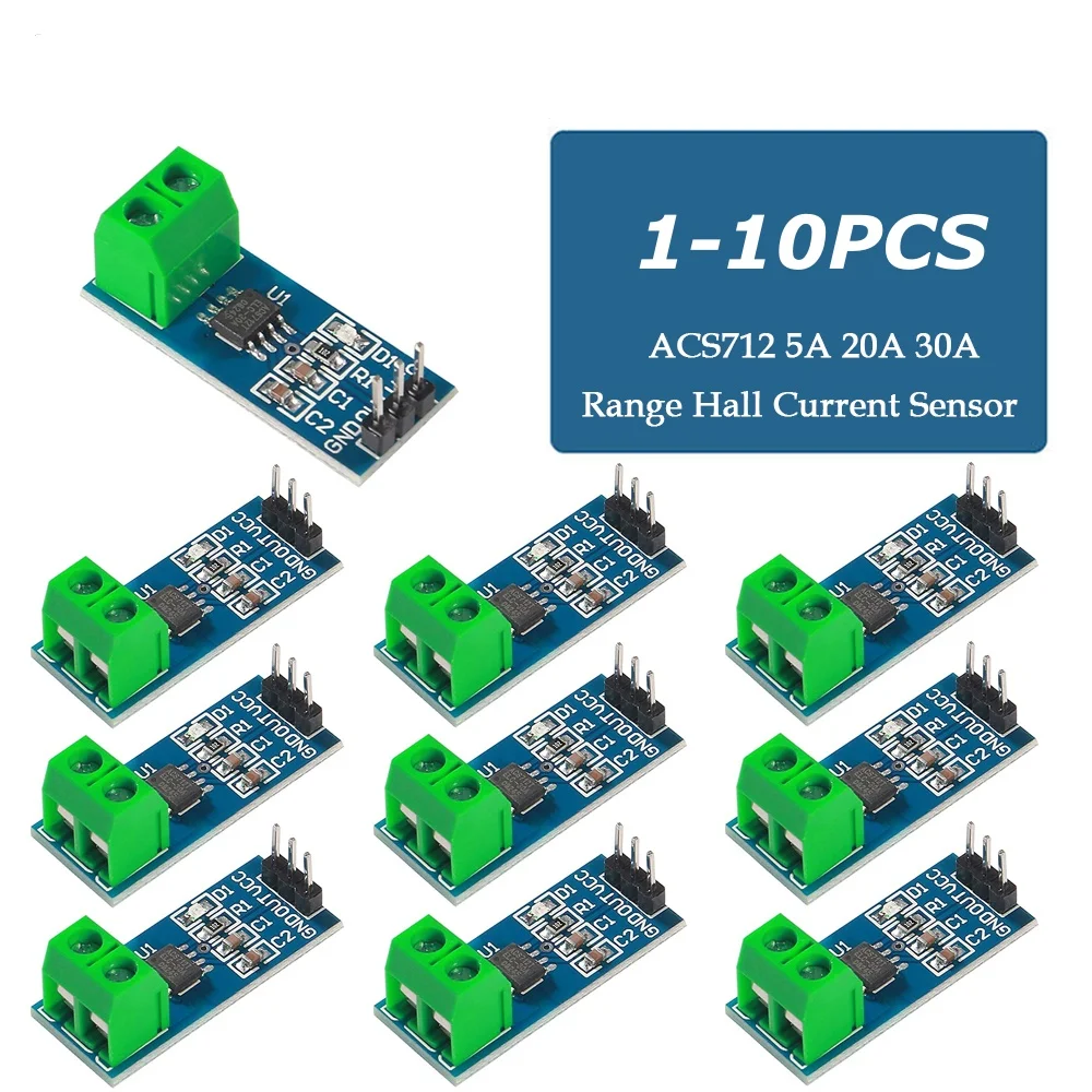 XZG 1/10 Stück ACS712 5A 20A 30A Hall-Stromsensormodul. ACS712. Sensormodul für Arduino DIY Elektronik-Bausatz