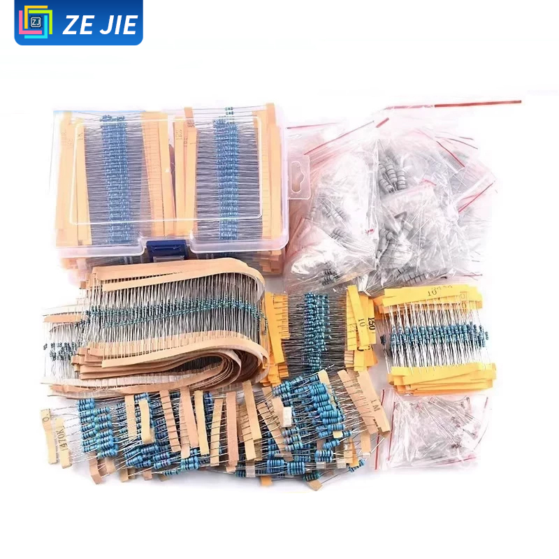 1/4W Metallfilm-Widerstandssortiment-Kit, 1/2W 1W 2W 3W 5W Durchsteckmontage Elektronikkomponenten-Pack