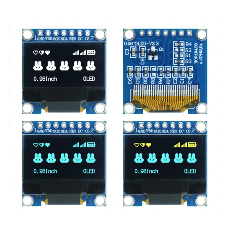 0,96 Zoll OLED 128x64 I2C IIC SSD1306 Weiß Blau Gelb LCD LED Display Modul 3,3V 5V für Arduino Raspberry Pi