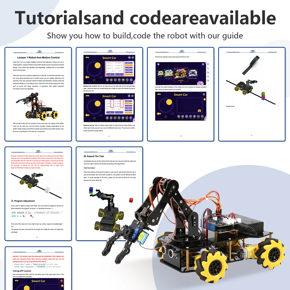 ACEBOTT 5 DOF Smart Robot Arm Car Kit und 4 DOF ESP32 programmierbarer – Bild 5
