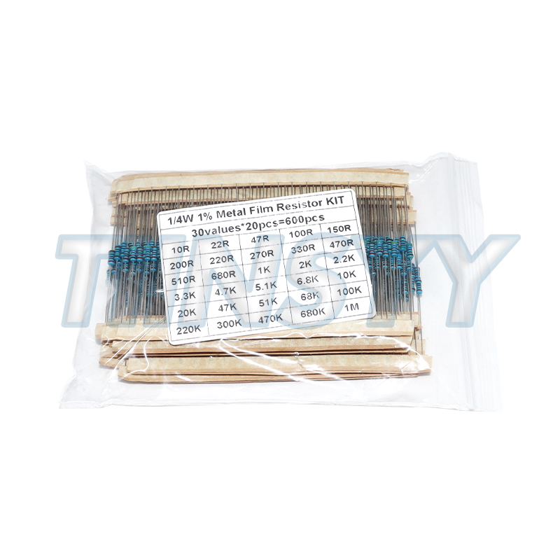 Metallfilm-Widerstands-Set, sortiertes Kit, 30 Werte, Metallfilm-Widerstand, Widerstand 1/4 W, 1 (600 Stück)