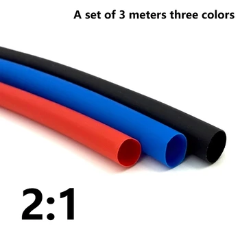 2:1 Schrumpfschlauch-Set, hitzebeständige Schläuche für isolierte Kabelverbindungen, Rot, Blau, Schwarz