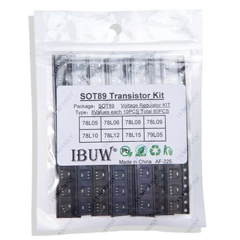 SOT-89 SMD-Transistor-Sortiment-KIT, insgesamt 8 Arten x 10 Stück = 80 Stück, enthält 78L05 78L06 78L08 78L09
