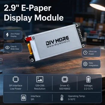 E-Ink E-Paper-Bildschirm E-Paper-Display-Modul 128x296 152*152 SSD1680Z SPI DC2.2‑3.7V Schwarz-Weiß/Vierfarbig