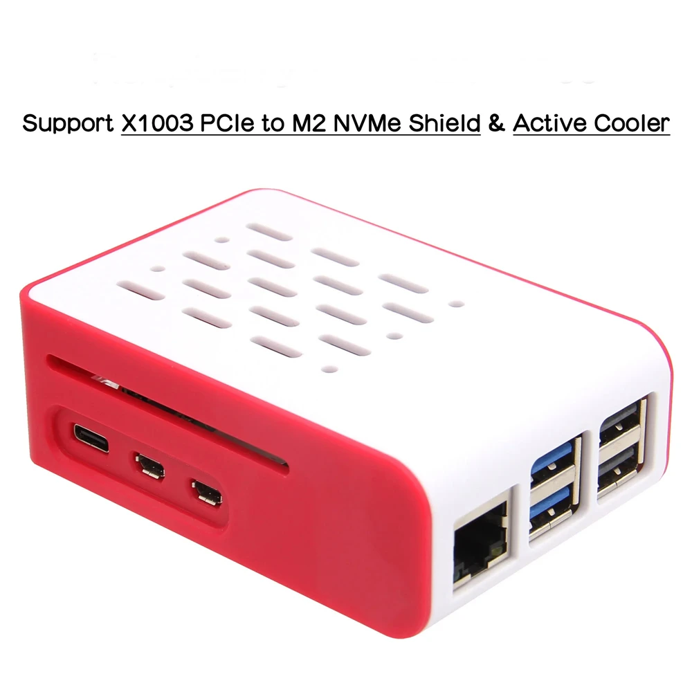 Raspberry Pi 5 Abs Fall Unterstützung aktiven Kühler & x1003 PCIE bis m2 NVME Schild Wand monti erbar