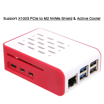 Himbeer Pi 5 Abs Fall Unterstützung aktiven Kühler & x1003 PCIE bis m2 NVME Schild Wand monti erbar