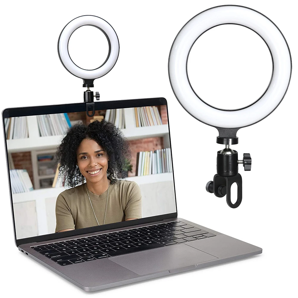 6,3 Zoll LED Ringlichter Runde Lampe Selfie Live-Streaming USB Desktop Clip für Youtube MacBook PC Laptop
