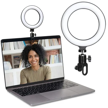 6,3 Zoll LED Ringlichter Runde Lampe Selfie Live-Streaming USB Desktop Clip für Youtube MacBook PC Laptop