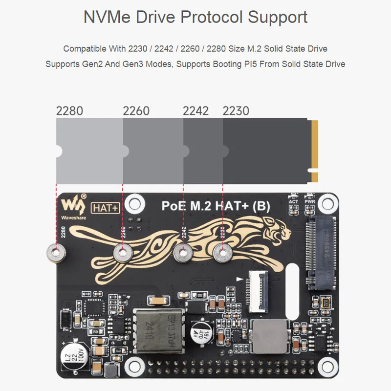 Raspberry Pi 5 PCIe zu M.2 mit PoE HAT (B) unterstützt NVMe-Protokoll – Bild 4