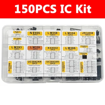 DIP Integrierte Schaltkreise Chip Sortiment IC Box Set Verstärker LM358 JRC4558 LM393 ICL7660 (150 Stück)