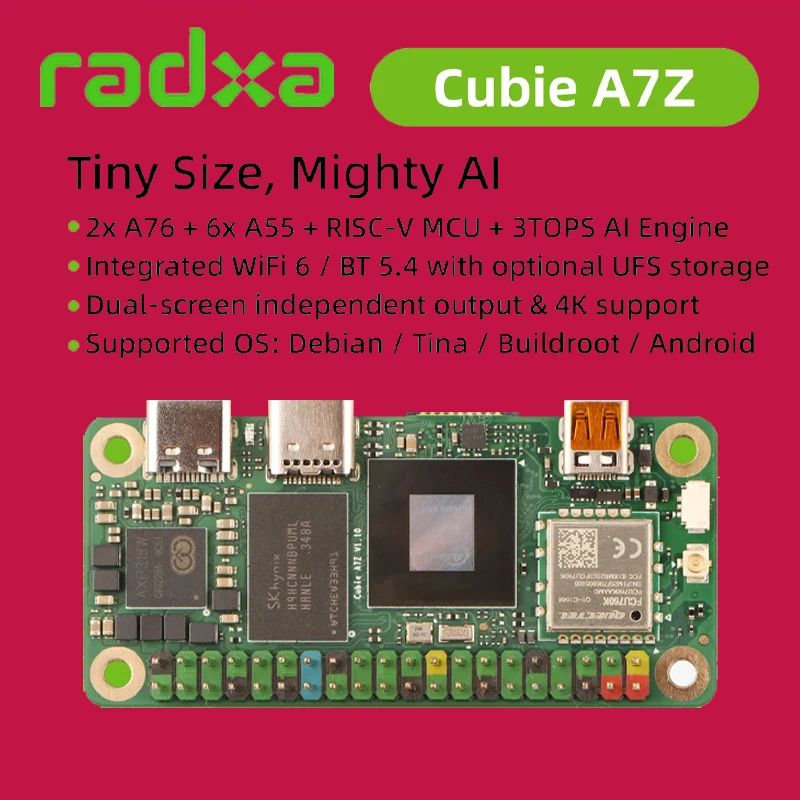 Radxa Cubie A7Z, Allwinner SoC mit Octa-Core-CPU, Dual-Screen-Display und RISC-V-Coprozessor