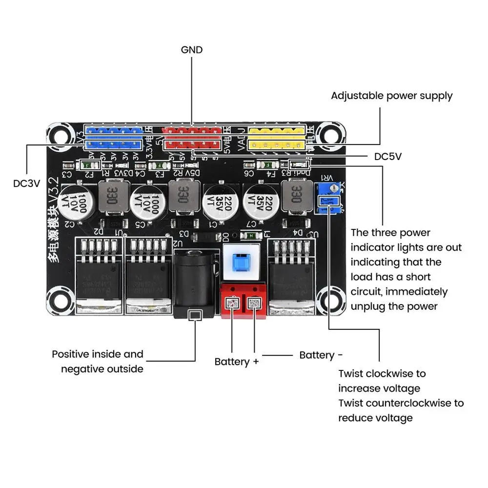 LM2596 DC7-25V zu DC3.3V/5V Einstellbares Step-Down-Modul, Geregeltes – Bild 3