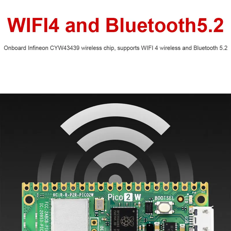 Raspberry Pi Pico 2 W RP2350A Chip mit WIFI4/BT5.2 4 MB FLASH 520 KB – Bild 4