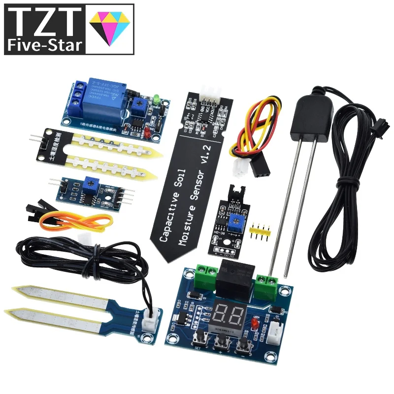 TZT Kapazitive Bodenfeuchtesensoren-Module, Bodenfeuchte-Digitalanzeige, Relais-Steuermodul, automatische