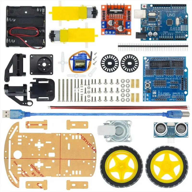 4WD 4-Rad Smart Car Chassis Kit 2WD 2-Rad DIY Roboter-Auto-Set – Bild 2