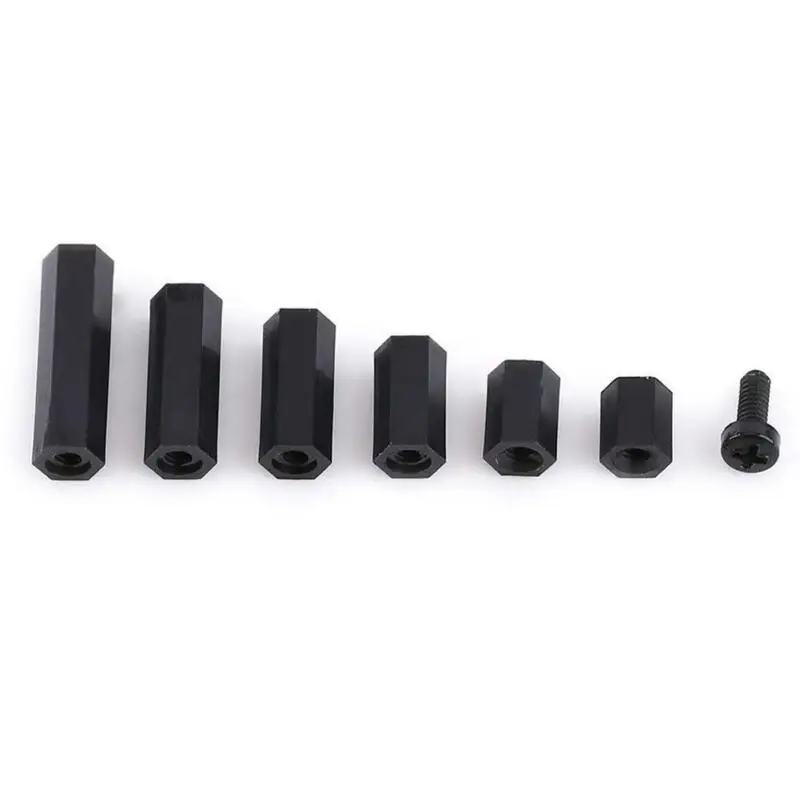 320/300/250pcsM2 M 2,5 M3 Schwarz Kunststoff Nylon Isolierte Hex – Bild 6