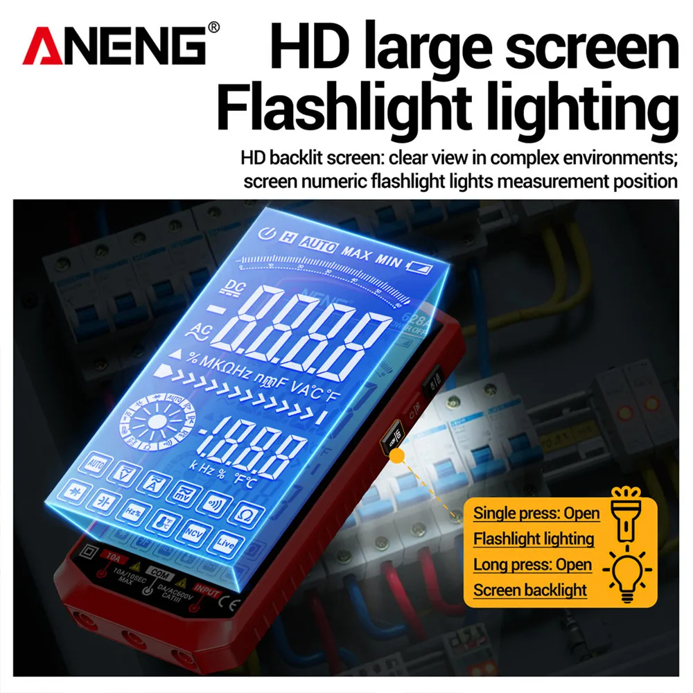 Digitales Multimeter ANENG 628A, hochauflösender Bildschirm – Bild 3