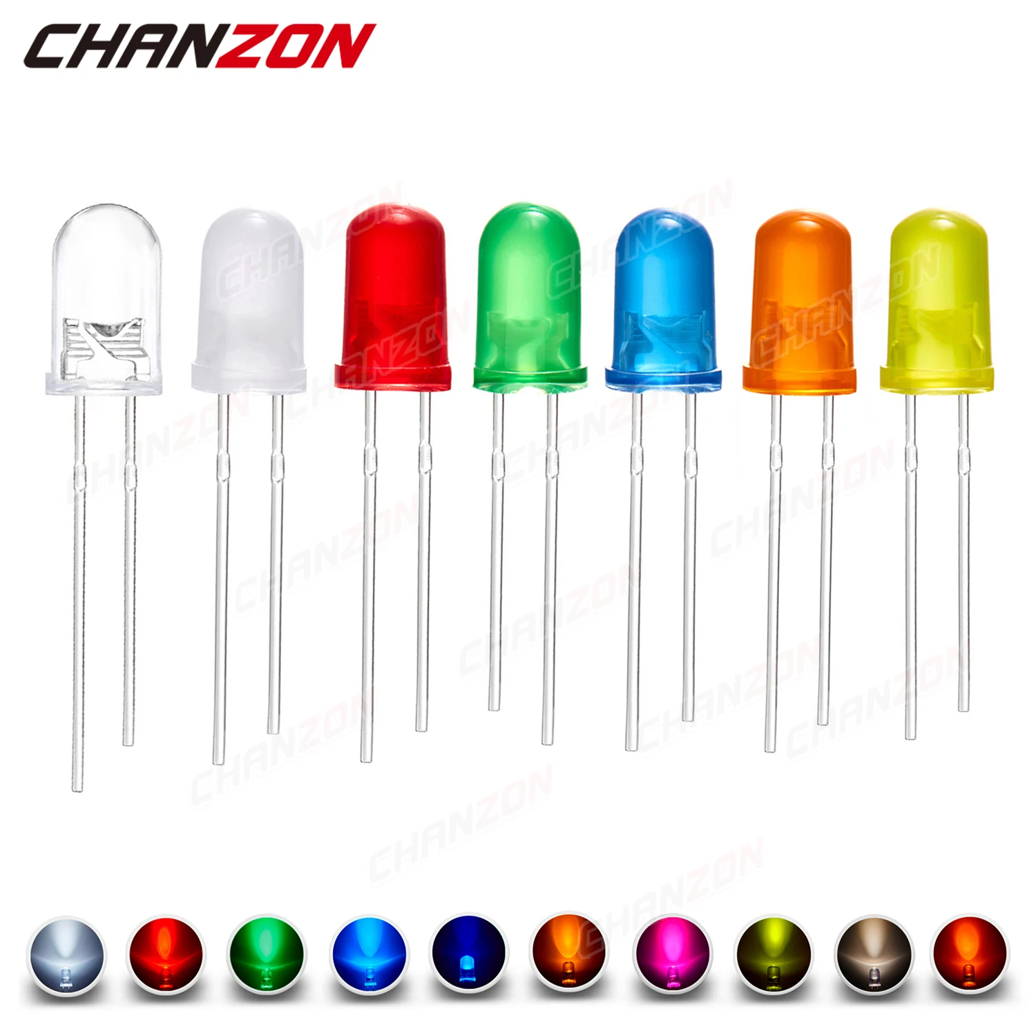 5-mm-LED-Dioden-Kit, ultrahell, warmweiß, rot, grün, blau, UV-Lila, gelb, orange, rosa, klares diffuses Linsen