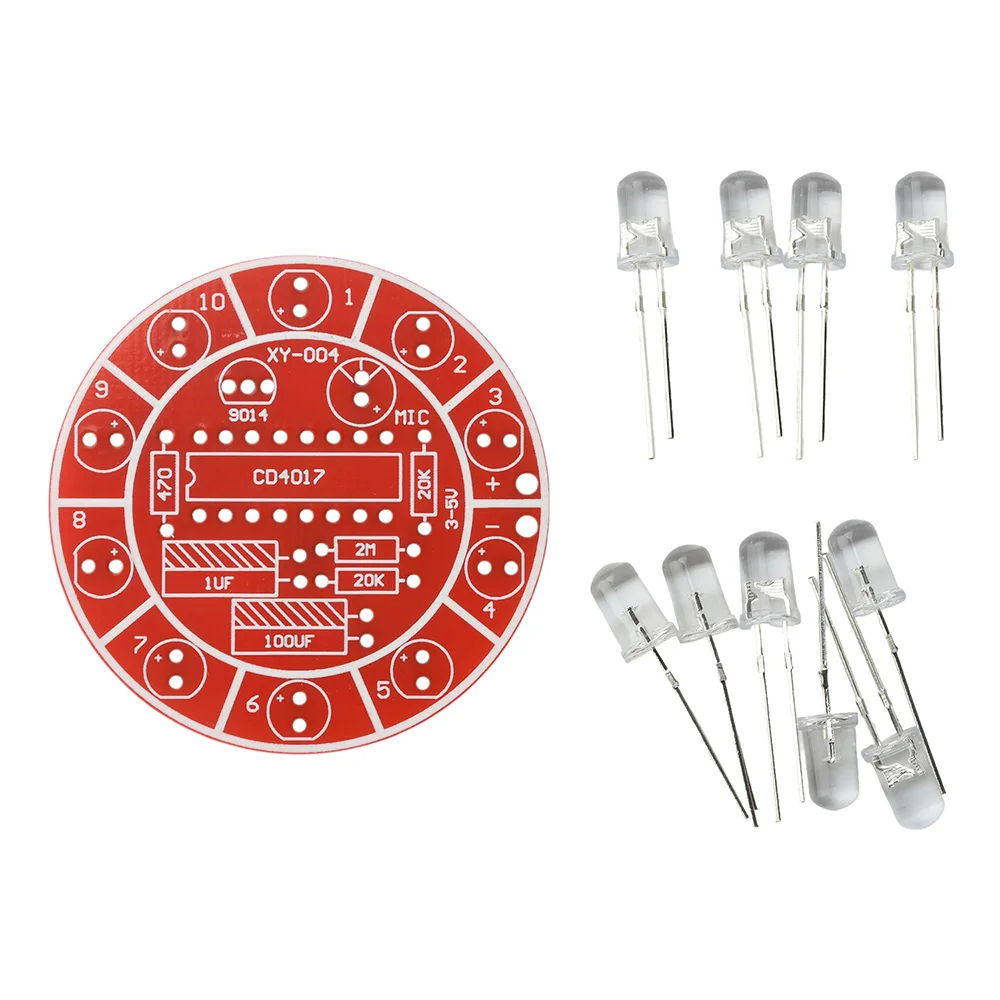 10 LED Farbwechsel-Licht-DIY-Kit DC 3-5V Schallgesteuertes Rotierendes – Bild 5