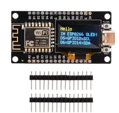 NodeMCU ESP8266 Entwicklungsboard mit 0,96 OLED-Display CH-340 ESP-12E WiFi-Modul, Micro-USB