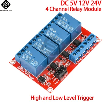 4-Kanal-Relaisplatine DC 5 V 12 V 24 V 4-Kanal-Relaismodul mit Optokoppler-Relais 4-Wege-Relaismodul High