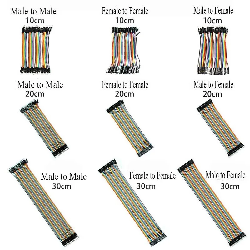 Dupont Linie 10cm 15cm 20cm 30cm 40pin Stecker zu Buchse und Buchse zu Buchse Überbrückung kabel Dupont Kabel