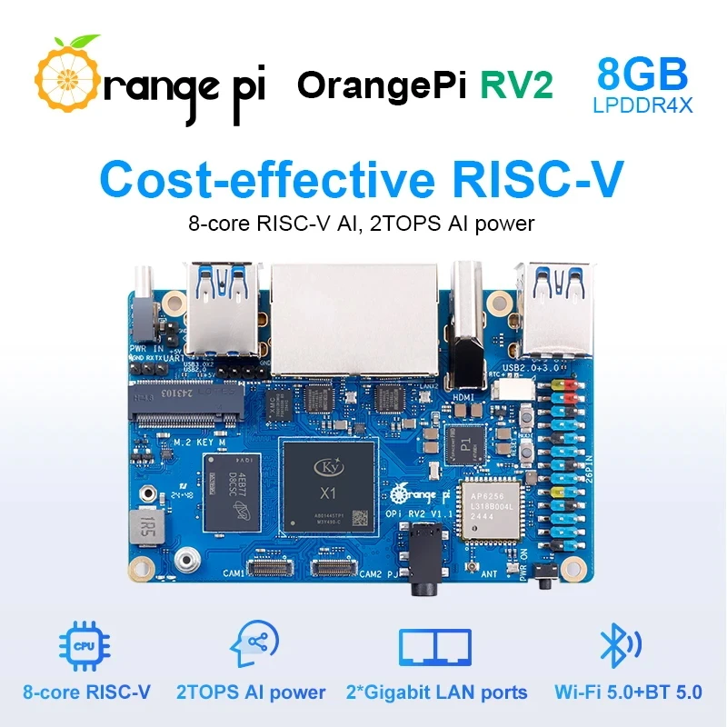 Orange Pi RV2 8-Core RISC-V 2TOPS AI CPU Single Board Computer 2GB 4GB – Bild 2