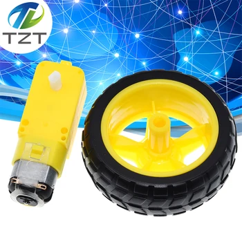 TZT Verzögerungs-Gleichstrommotor + Stützräder, A / Smart Car Chassis, Motor / Roboterautoräder Getriebemotor