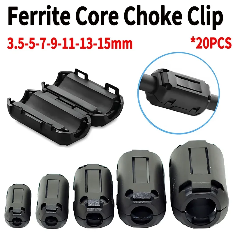 3,5/5/7/9mm Ferrit Filter Ringkern Ferrit Perle Clip Choke EMI RFI Noise Filter Clip Für USB/Video (20 Stück)